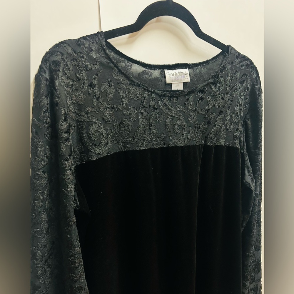 Diane Von Furstenberg The Color Authority Black Velvet Burnout Maxi Dress Size L - Picture 4 of 8